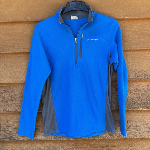Columbia Other - Columbia Mens Vintage Y2K Blue/Grey 1/4 Zip Pullover Fleece Sweater Size S Polye